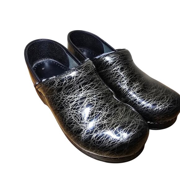 Dansko Black Gold Scribble Professional Comfort Clog Size 38 US Womens7.5 - Picture 2 of 8